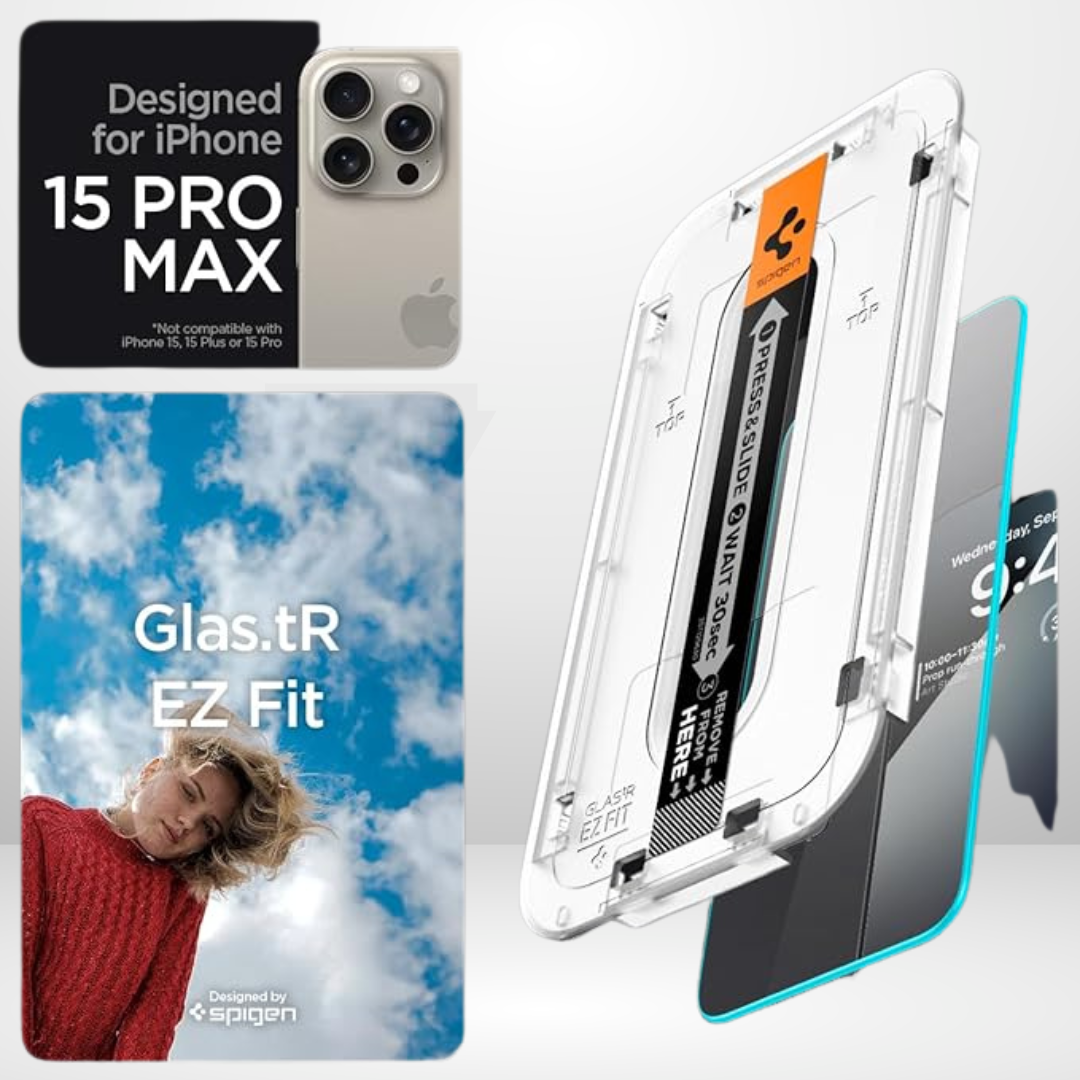 Self Install SP Ez Fit Tempered Glass Screen Protector Guard For Iphone 15/16 Series